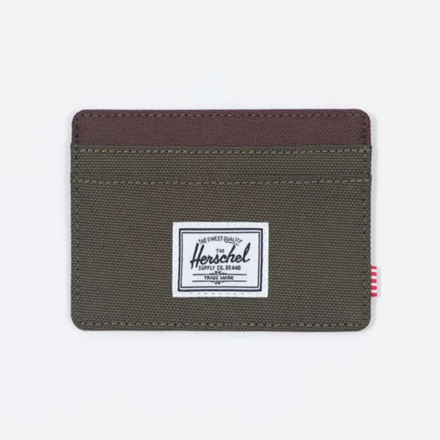 Herschel Supply Co. Charlie Card Holder Wallet in Ivy Green & Brown