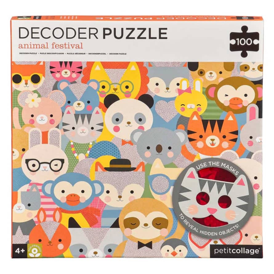PetitCollage Animal Festival Decoder 100 Piece Puzzle