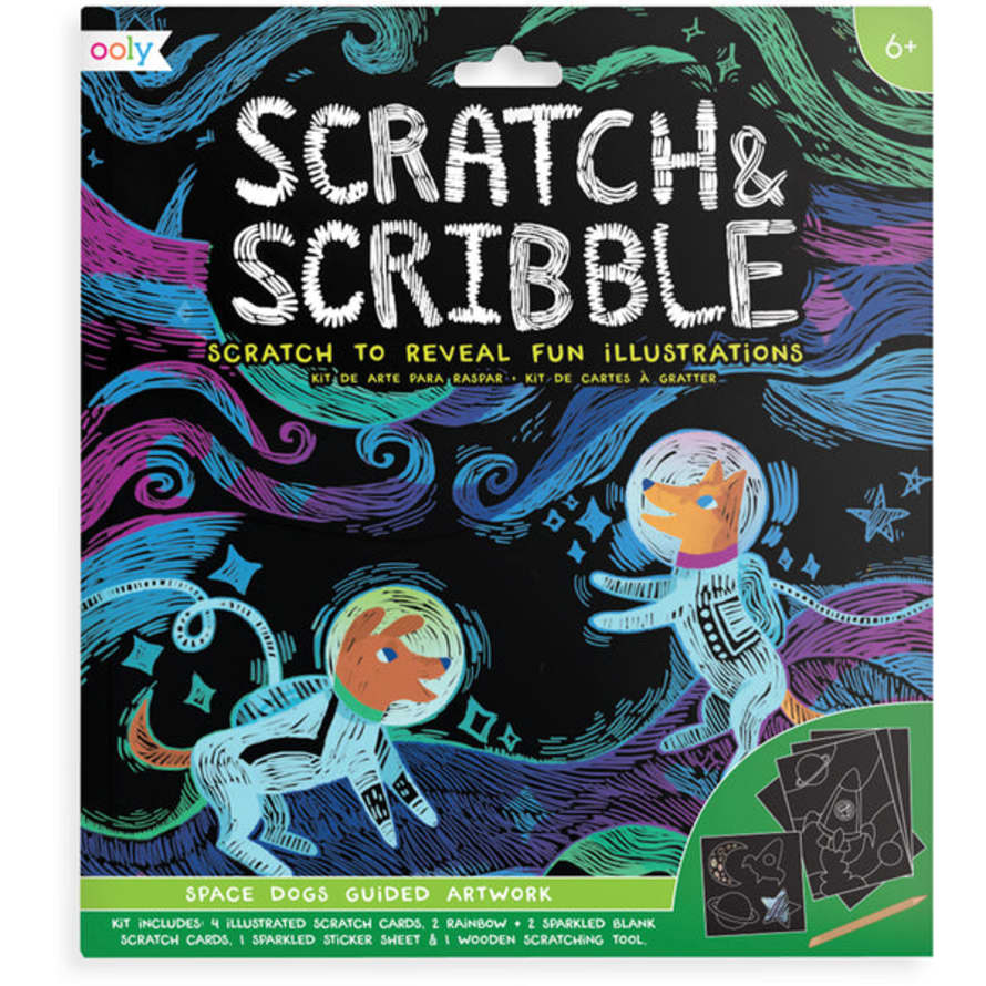 Ooly Space Dogs Guided Artwork Scratch and Scribble Scratch Art Kit