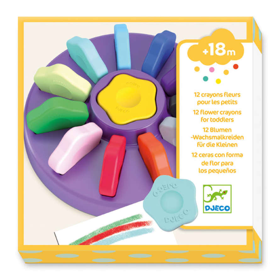 Djeco  Flower Shaped Crayons - Set Of 12