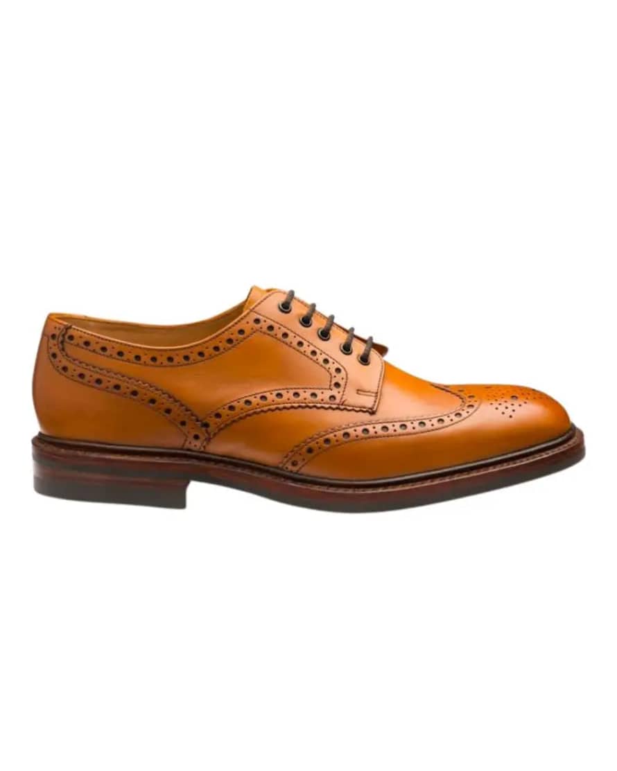 Loake Tan Chester Brogue Shoes with Rubber Sole