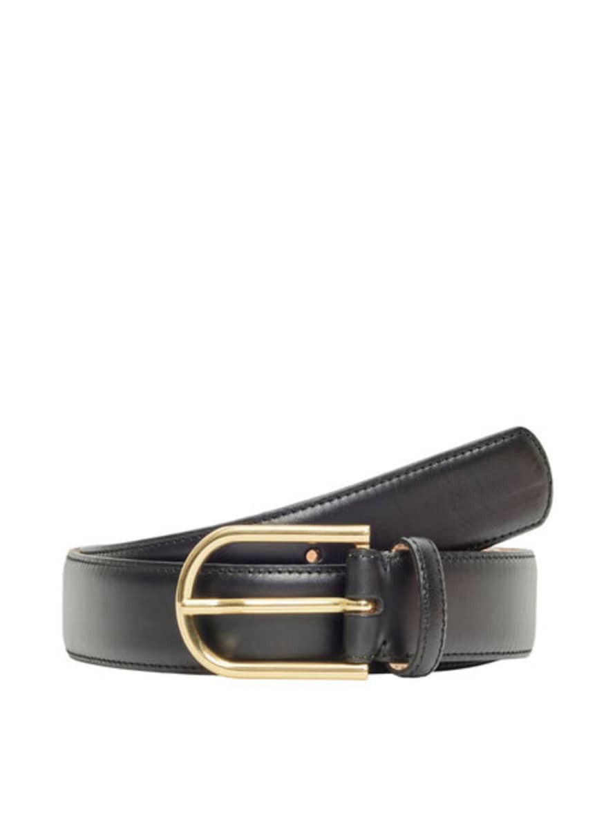 Selected Femme Ellen Leather Belt - Black