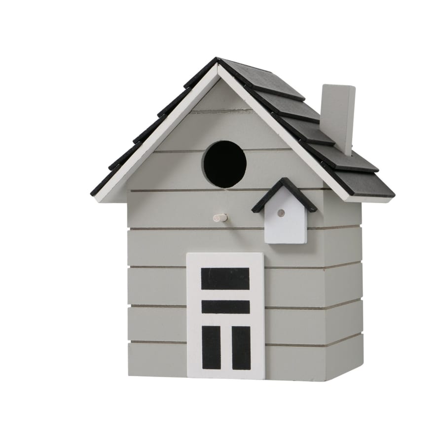 &Quirky Grey Wooden Birdhouse