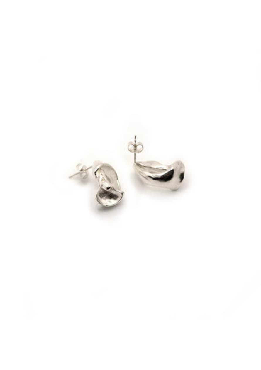 Hannah Bourn Silver Small Smooth Fragmented Shell Studs