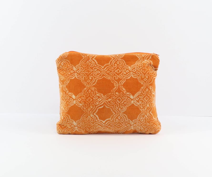 Indigo & Wills Fez Design Orange velvet pouch