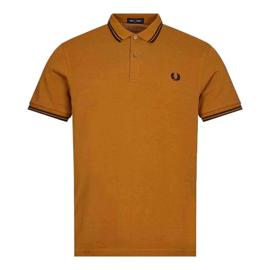Fred Perry Twin Tipped Polo Shirt - Dark Caramel / Black