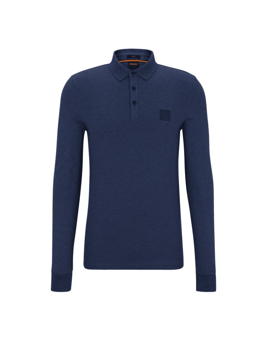 Boss Boss Passerby Long Sleeve Cotton Stretch Polo Shirt Size: M, Col: Navy