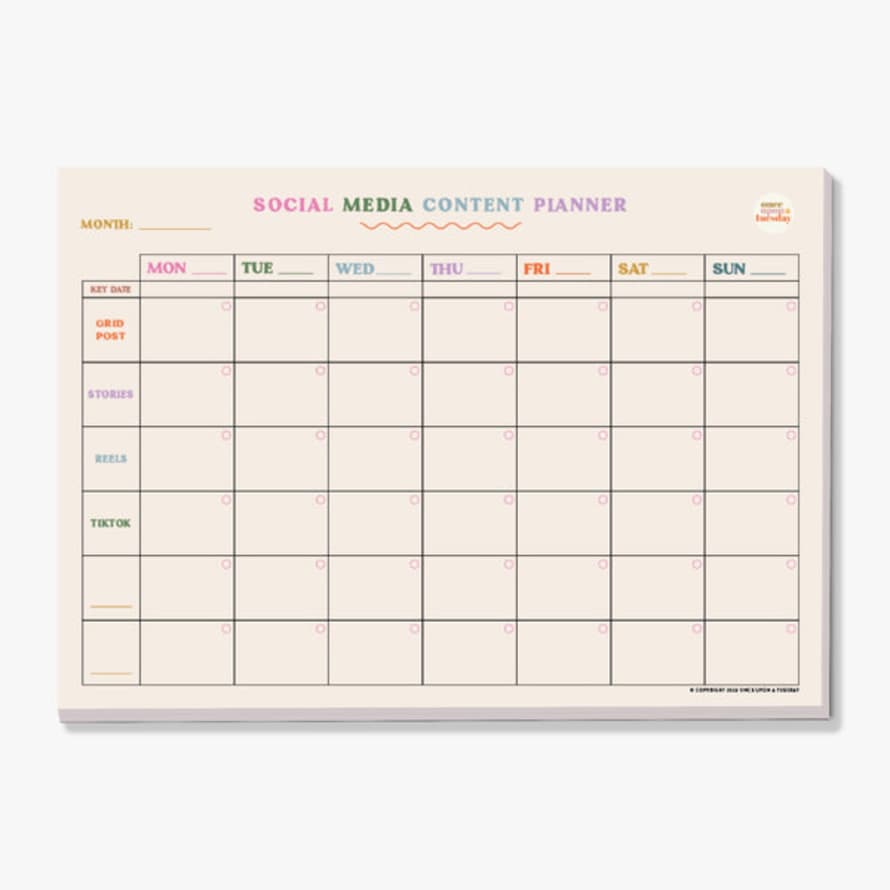 Once Upon a Tuesday Social Media Weekly Content Planner Pad A4