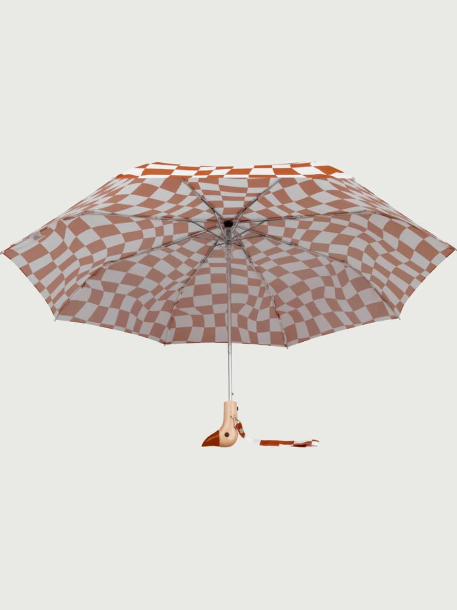 Original Duckhead Peanut Butter Checkers Compact Eco-friendly Wind Resistant Duck Umbrella