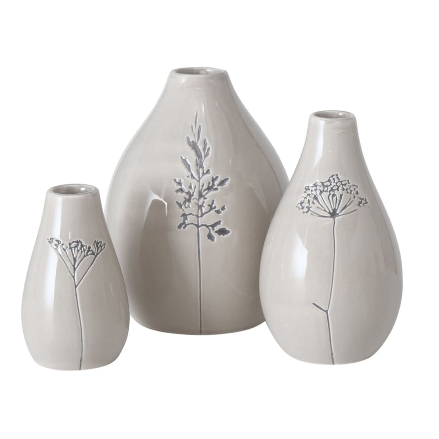 &Quirky Flower Press Ceramic Vase Set of 3
