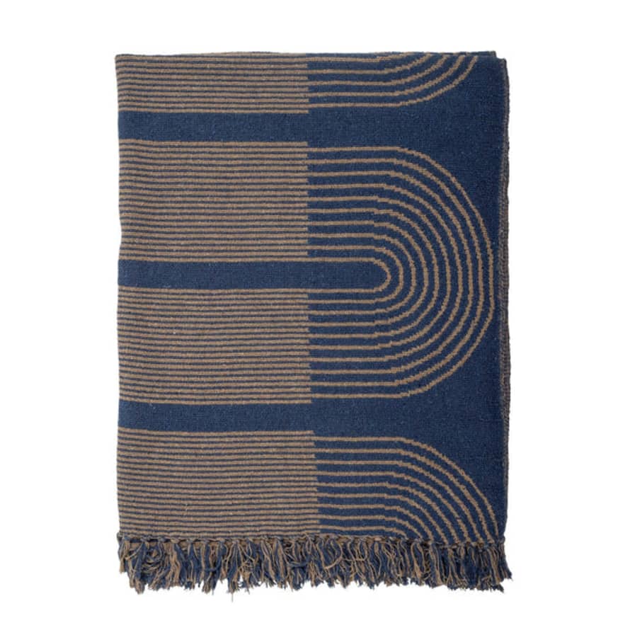 Bloomingville Blue Recycled Soft Cotton Throw