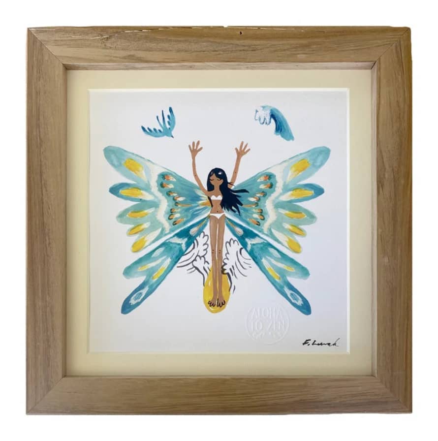 Aloha To Zen 10x10" Butterfly Surfer Framed Print