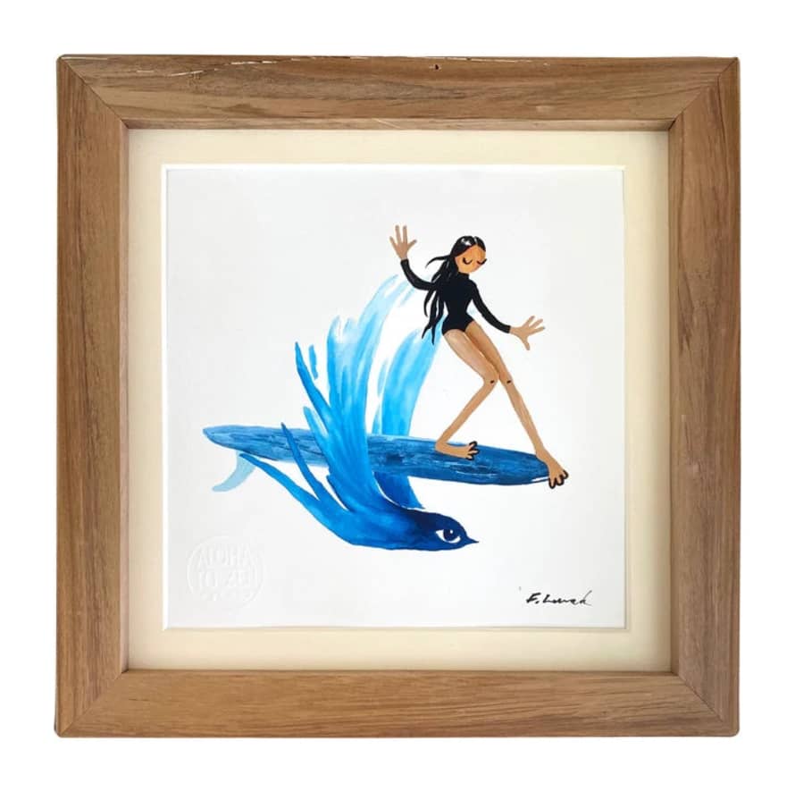 Aloha To Zen  14 x 14" Celestial Surfer Framed Print