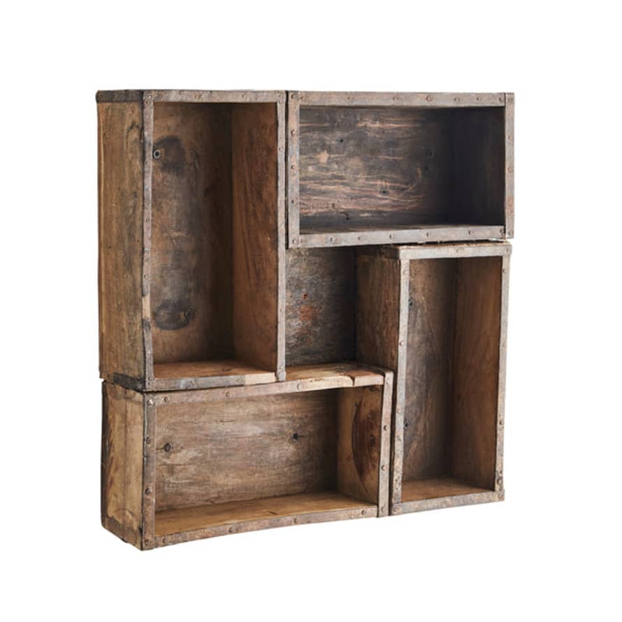 Madam Stoltz Reclaimed Wooden Brick Mould Unique Shelf