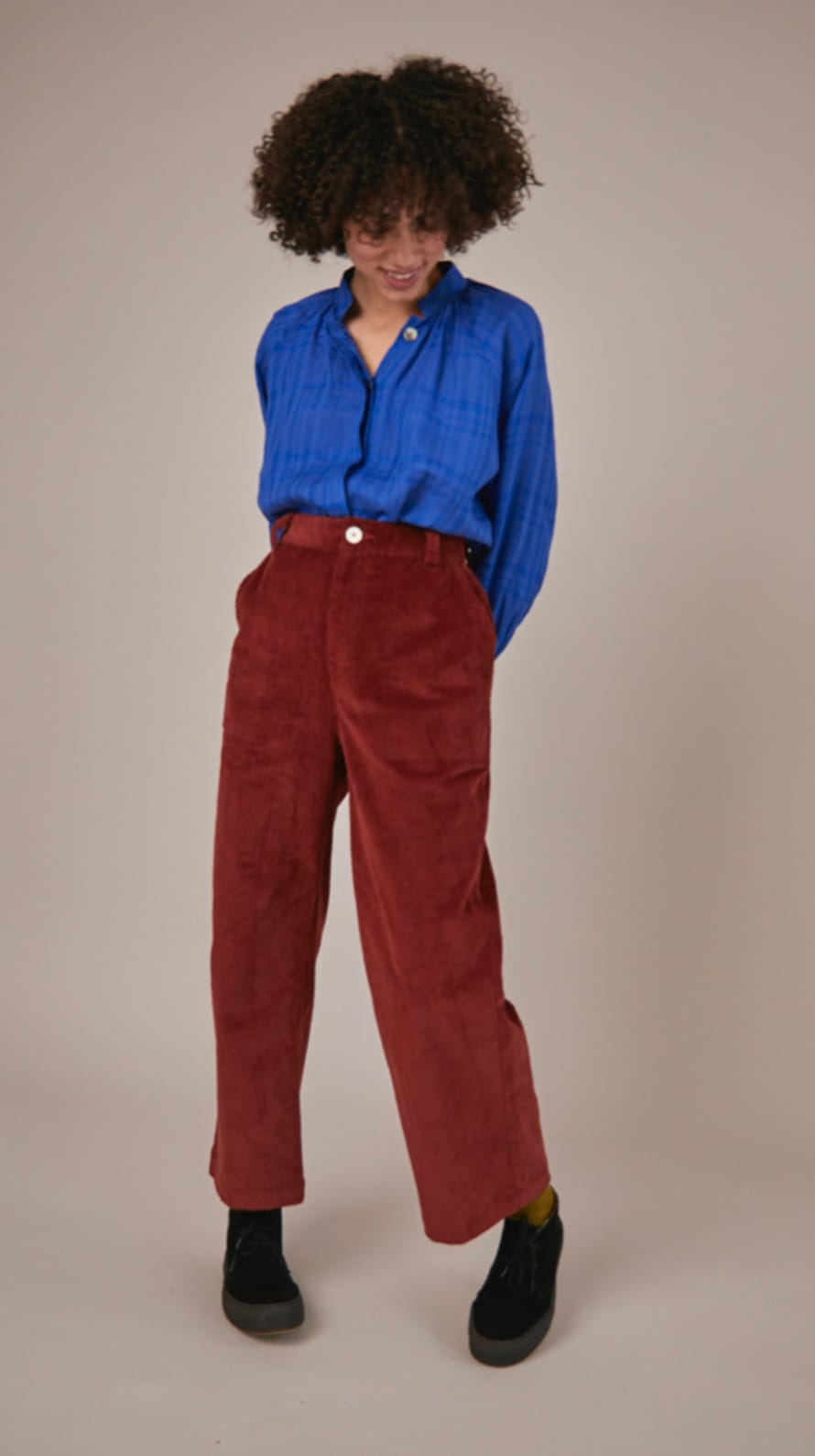 Sideline Rust Cord Band Trousers