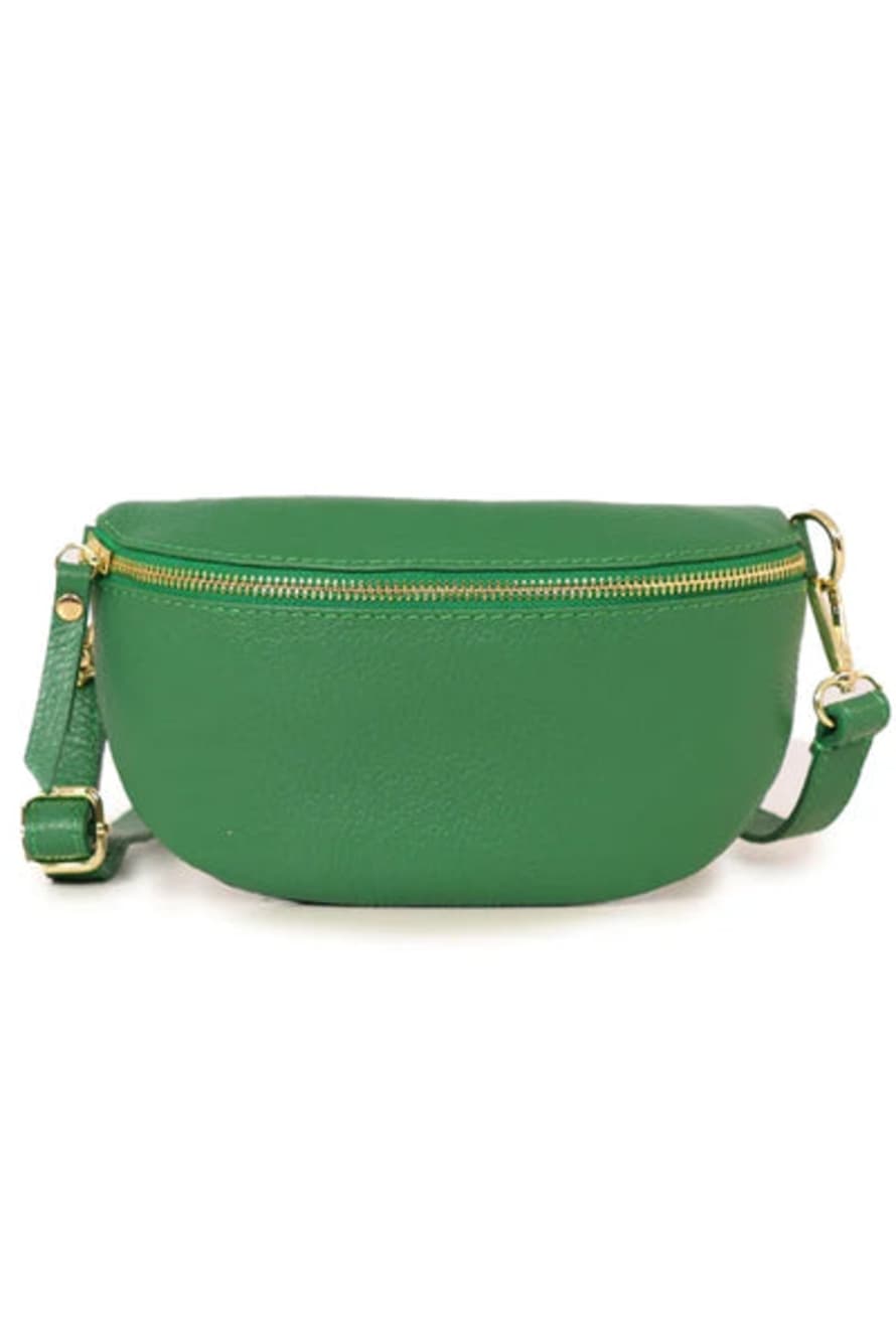Miss Shorthair 6422BG Bright Green Italian Leather Half Moon Crossbody Bag