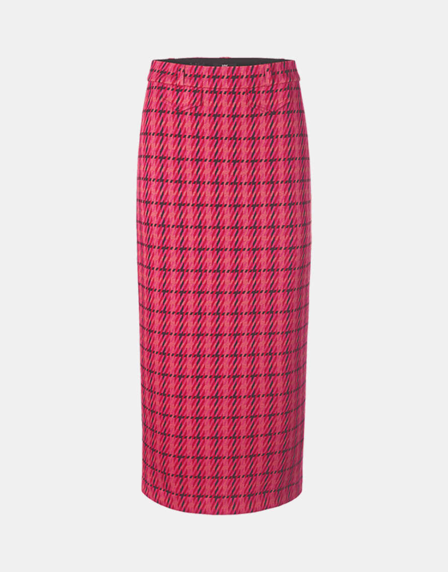 Riani Pink Heartbeat Check Pattern Skirt