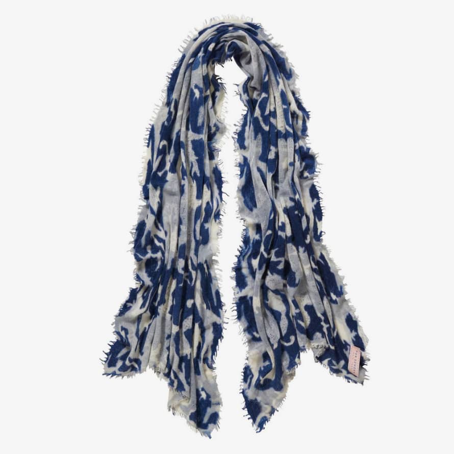 Pur Schoen Hand Felted 100% Cashmere Soft Scarf - Camouflage Blue + Gift