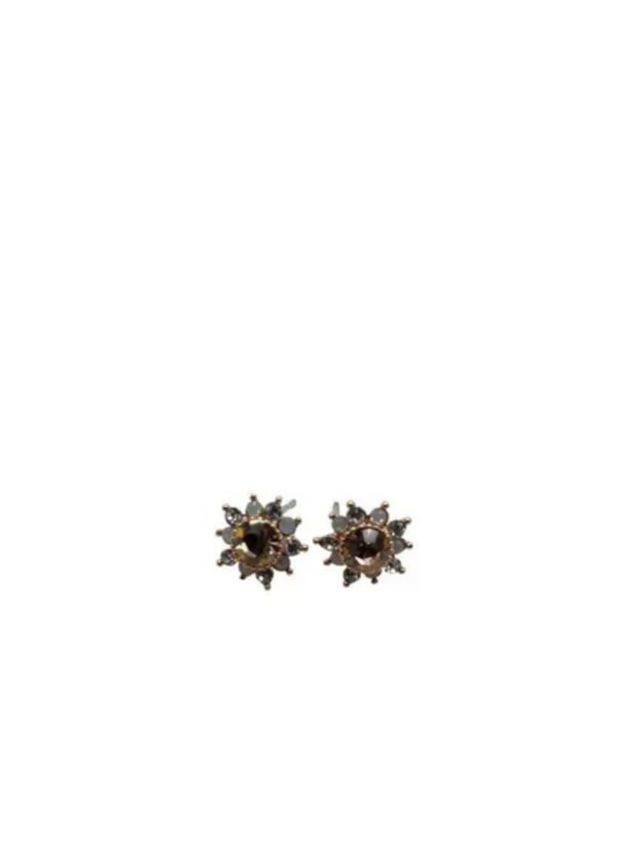 sixton Champagne Flower Sparkle Earrings