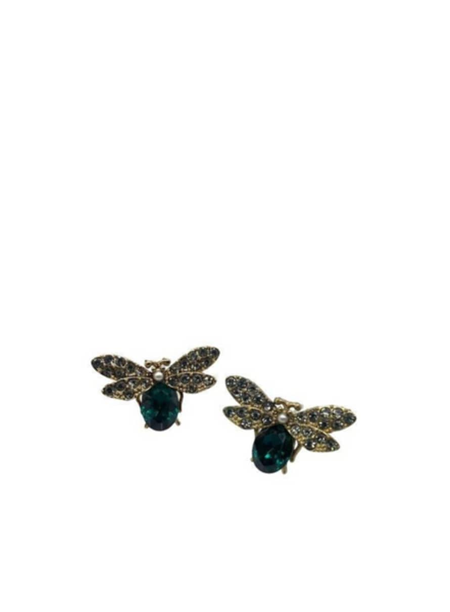 sixton Large Emerald Bee Earrings