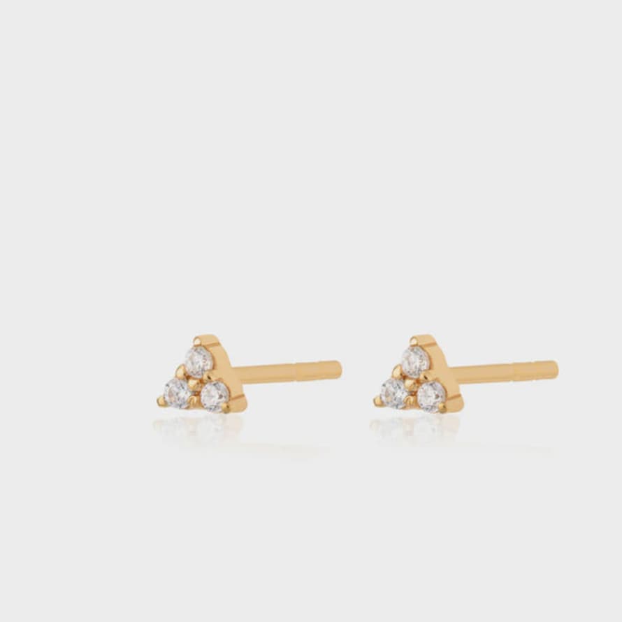 Scream Pretty  Sparkling Trinity Stud Earring - Gold Plated Sterling Silver