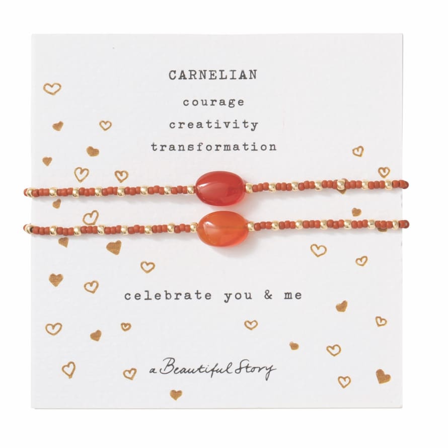 A Beautiful Story YOU & ME CARNELIAN GOLD BRACELETS