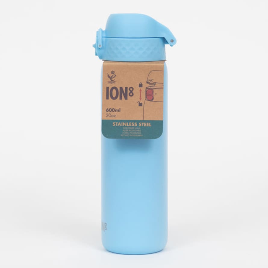 ION8 Leak Proof Bottles Leak Proof Stainless Steel Water Bottle in Blue (600ml)