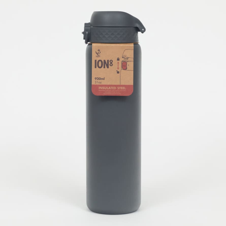 ION8 Leak Proof Bottles Leak Proof 1 Litre Vacuum Insulated Stainless Steel Water Bottle in Grey