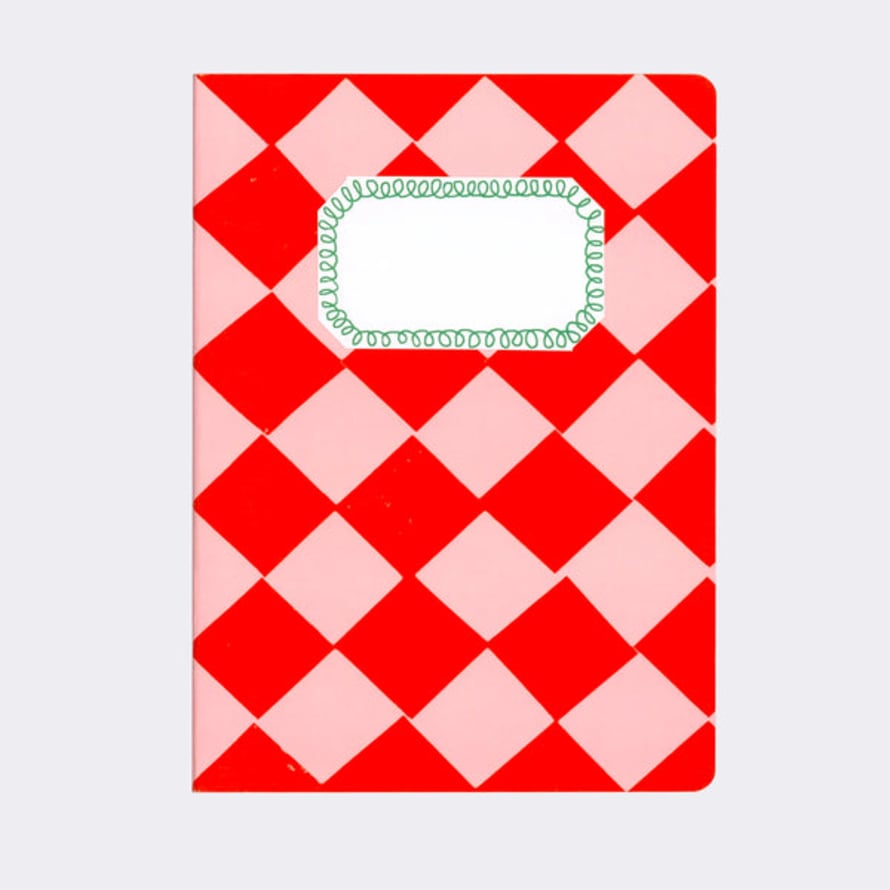 Hadley Cards Red And Pink Chequered Notebook