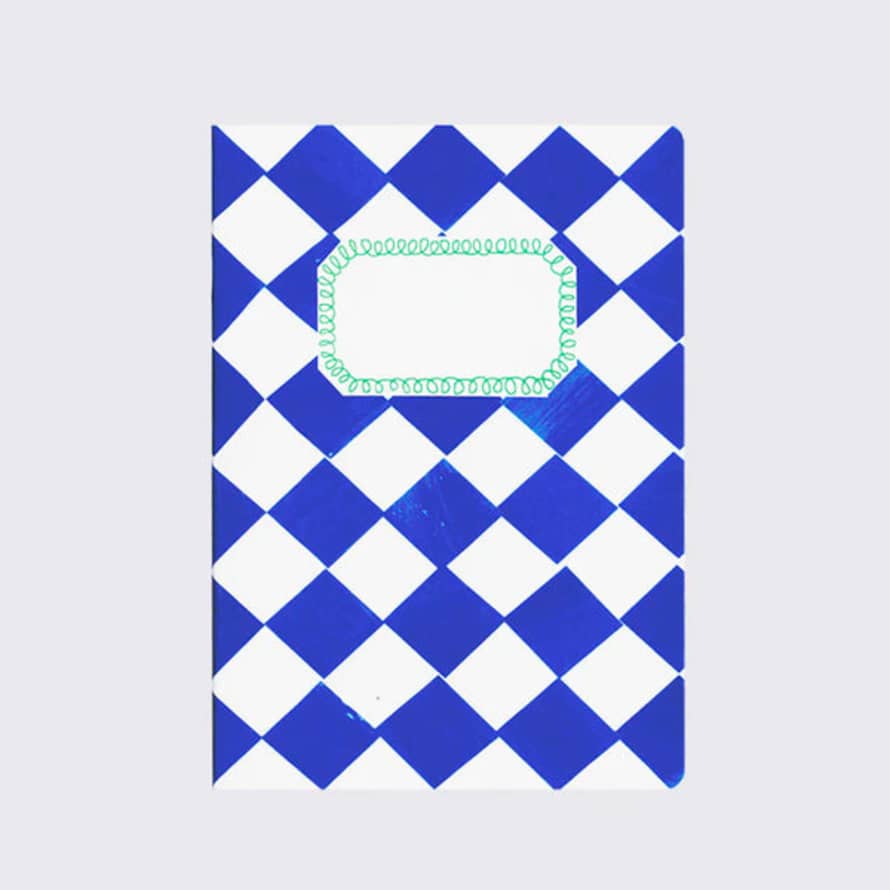 Hadley Cards Blue And White Chequered Notebook