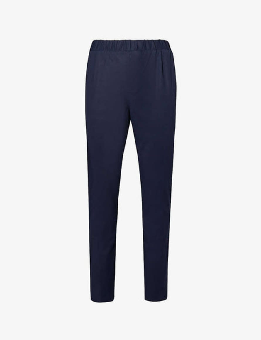 Paige  Snider Elasticated Waistband Tapered Leg Stretch Trousers In Dark Horizon Blue
