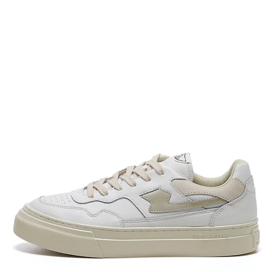 Stepney Workers Club Pearl S Strike Leather Trainers - White / Putty