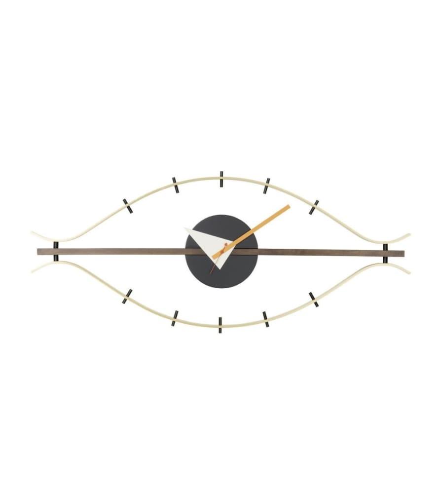 Vitra Walnut and Brass Eye Wall Clock