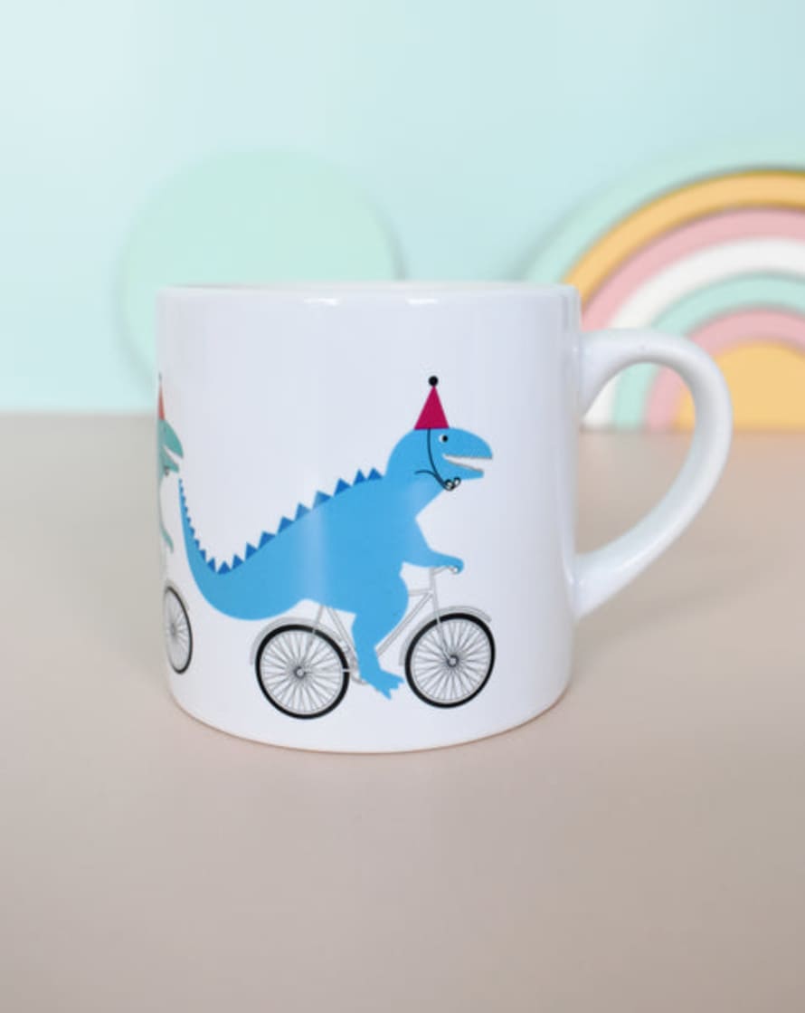 Karin Akesson Cycling Dinosaur Children's Ceramic Mug