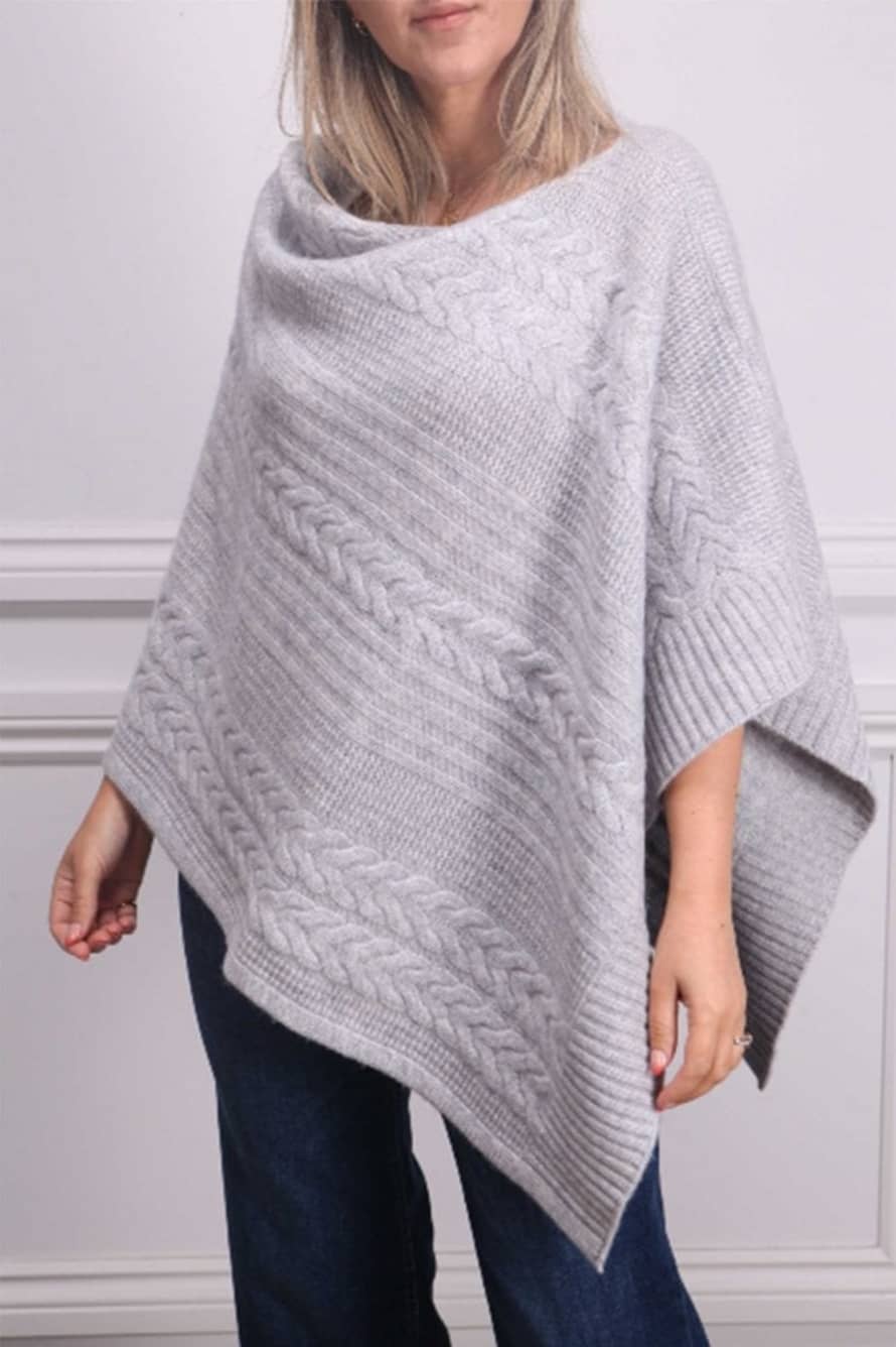 Kinross Luxe Cable Poncho In Silver