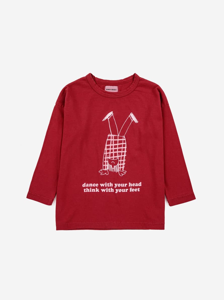 Bobo Choses Burgundy Red Headstand Printed Child T Shirt