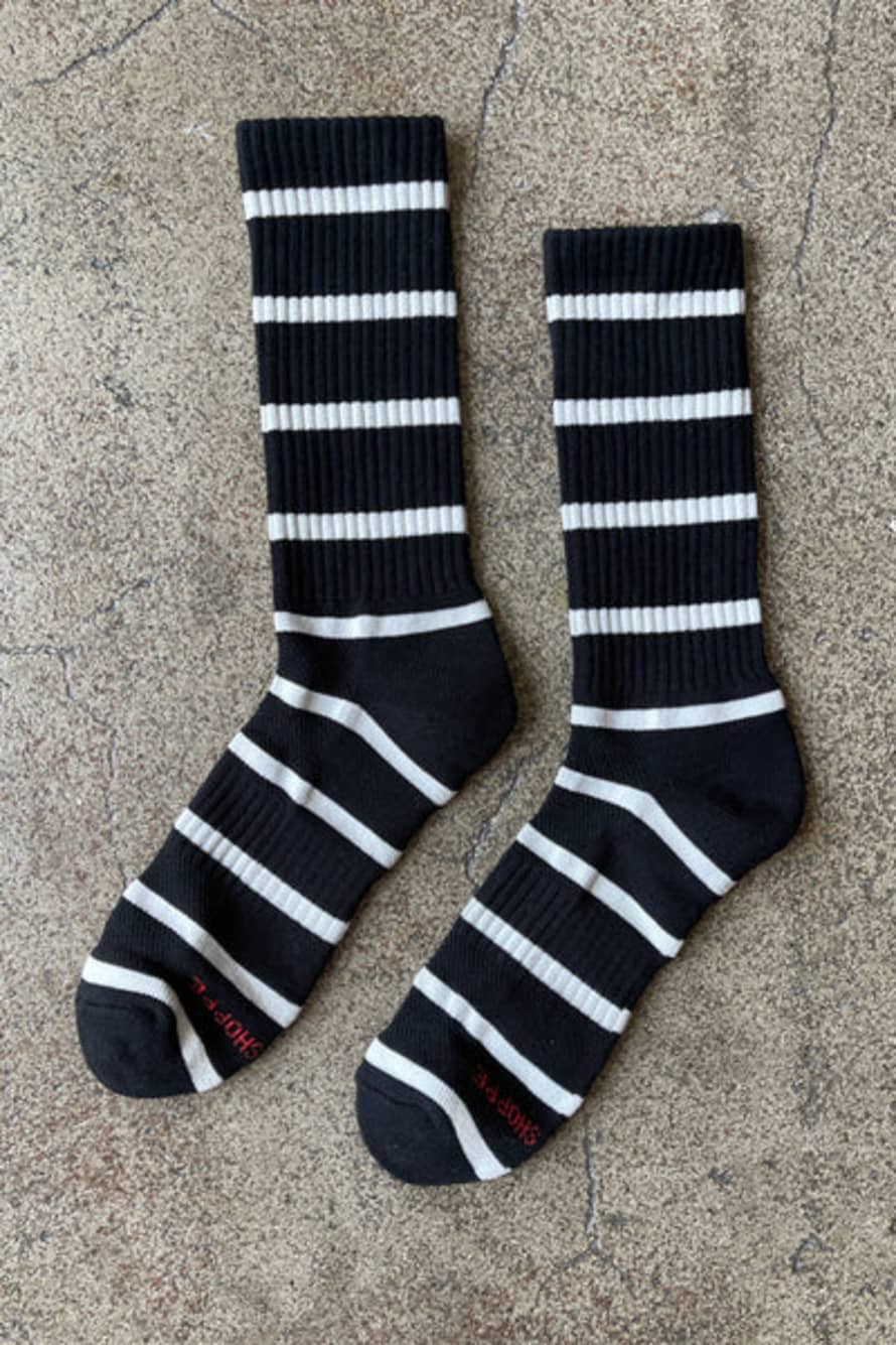 Le Bon Shoppe Extended Striped Boyfriend Socks Black Stripe