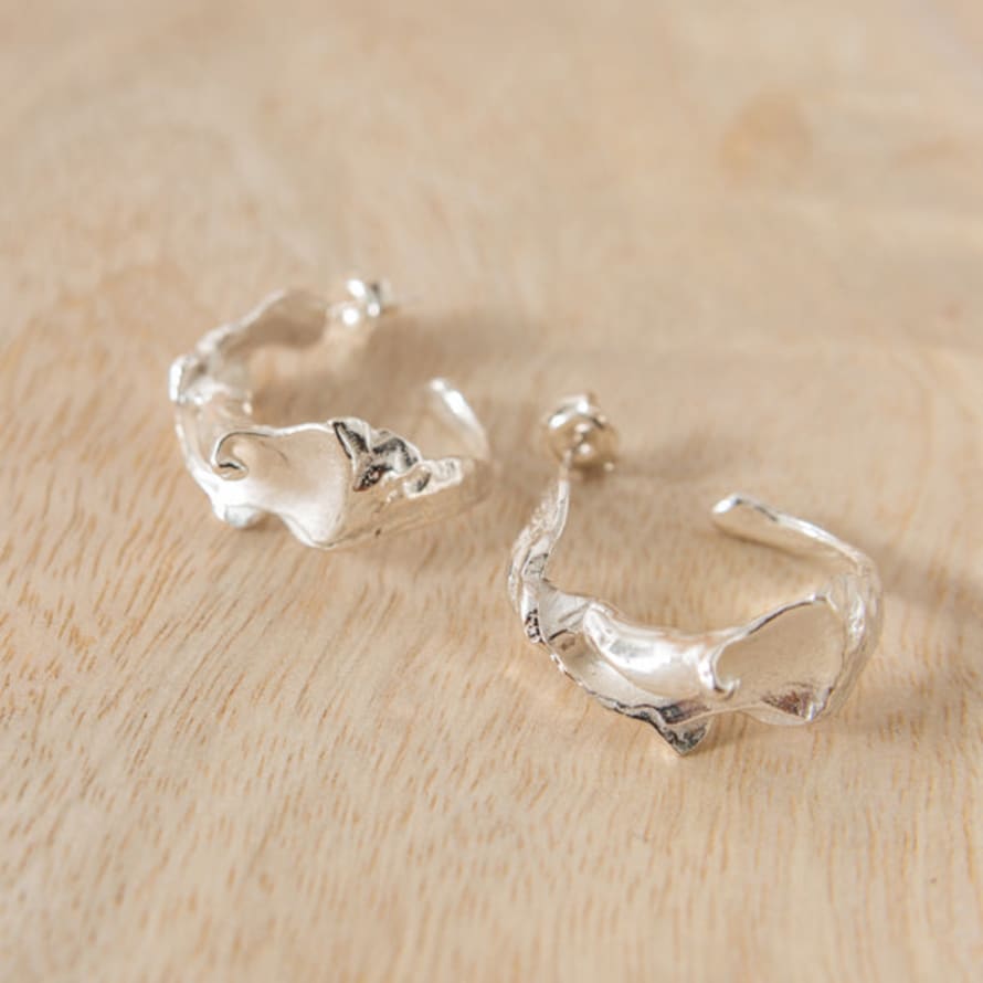 Hannah Bourn Large Fragmented Shell Hoops Silver