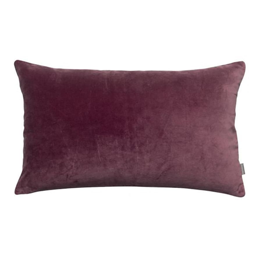 Maison Vivaraise Plum Velvet & Natural Linen Cotton Cushion, 30 X 50 Cm