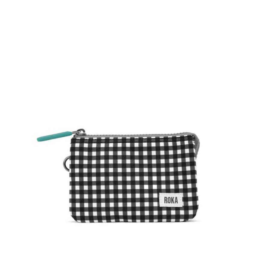 ROKA Carnaby Small Sustainable Wallet - Black And White Gingham