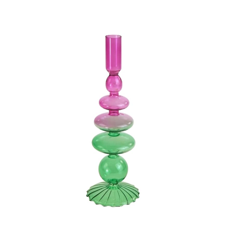 Werner Voss Purple & Green Glass Candle Holder