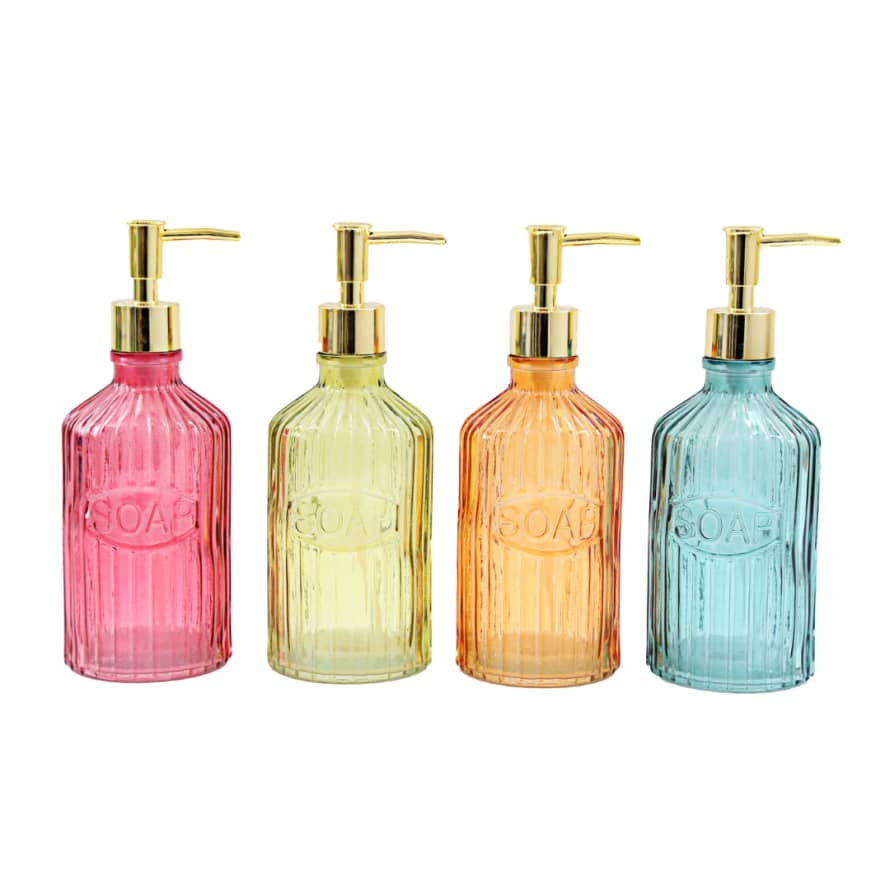 Temerity Jones Colour Pop Glass Soap Bottle Refillable With Pump: Blue, Pink, Orange or Green