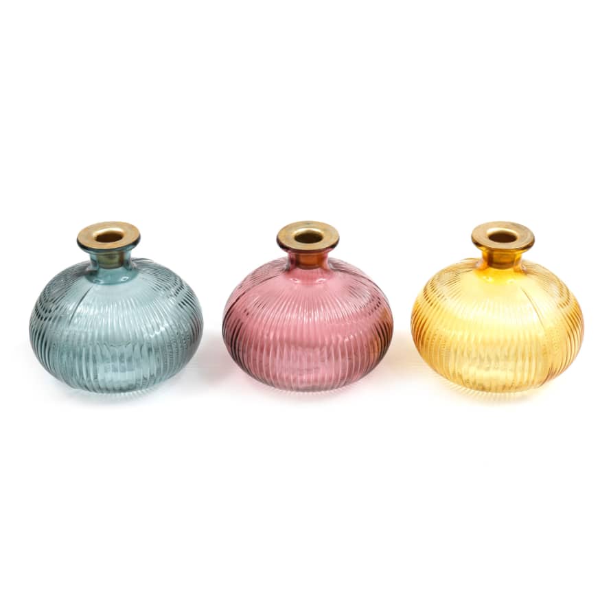 Temerity Jones Colour Pop Ribbed Bubble Glass Candle Holder : Red, Blue Green or Amber