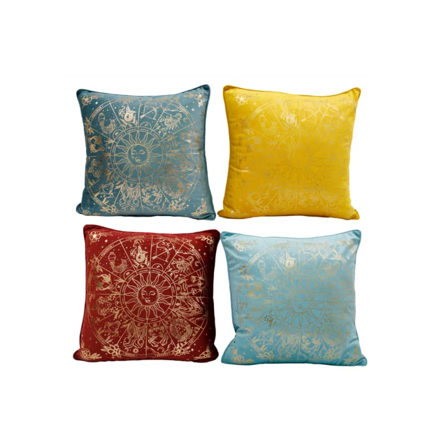 Temerity Jones Luxe Zodiac Design Square Cushion : Yellow, Blue, Red or Green