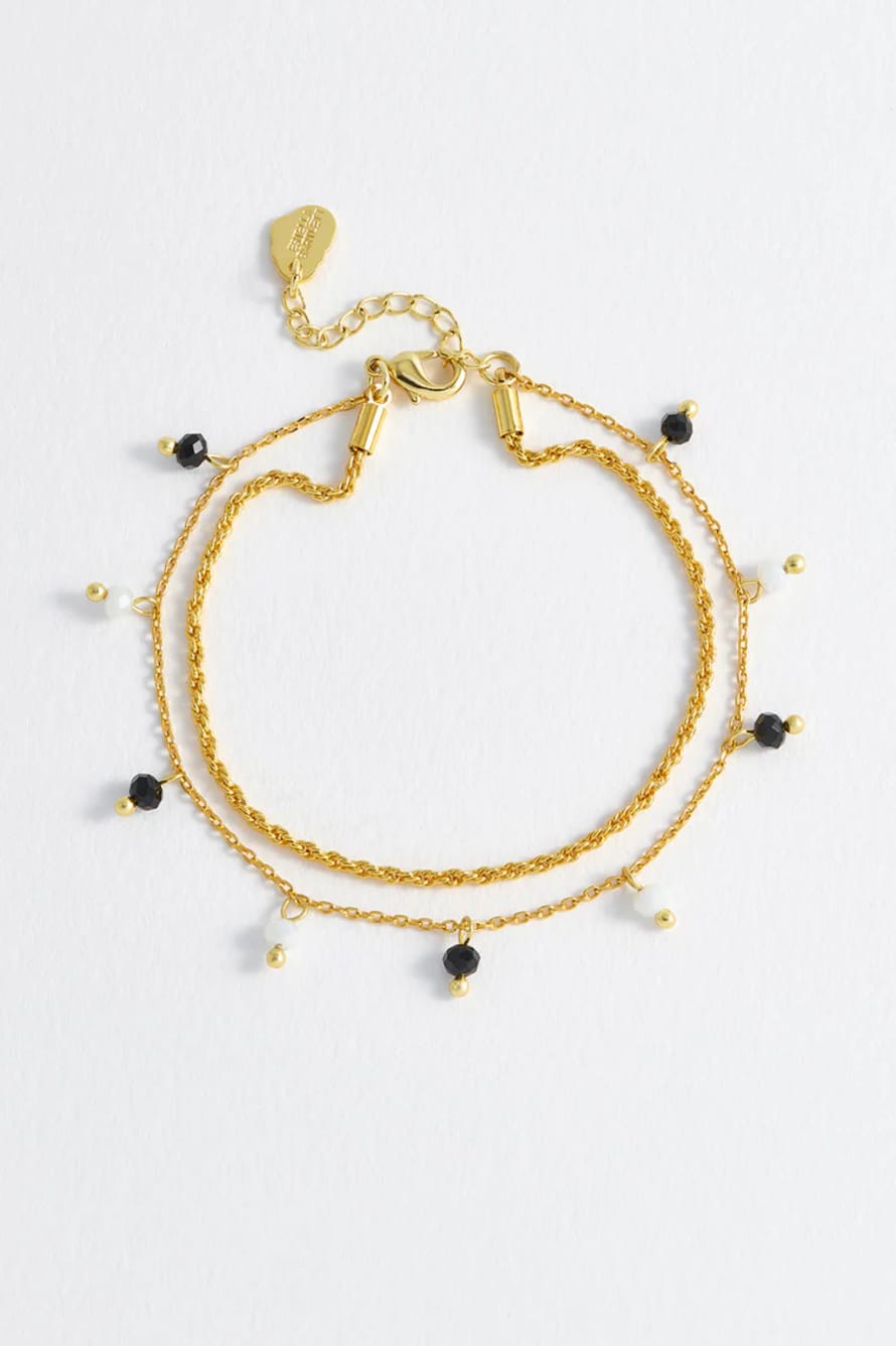 Estella Bartlett  Gold Plated Double Chain Charm Bracelet