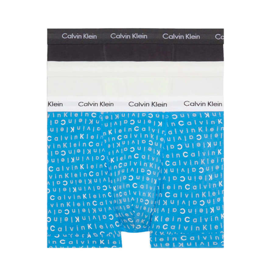 Calvin Klein Cotton Stretch Trunks - Black/white/blue Logo