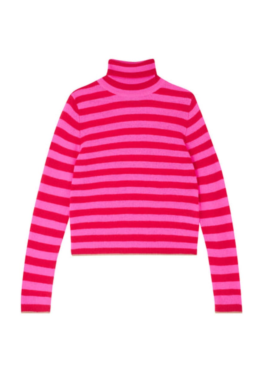 Black, white and neon pink stripes Art Print by Lola