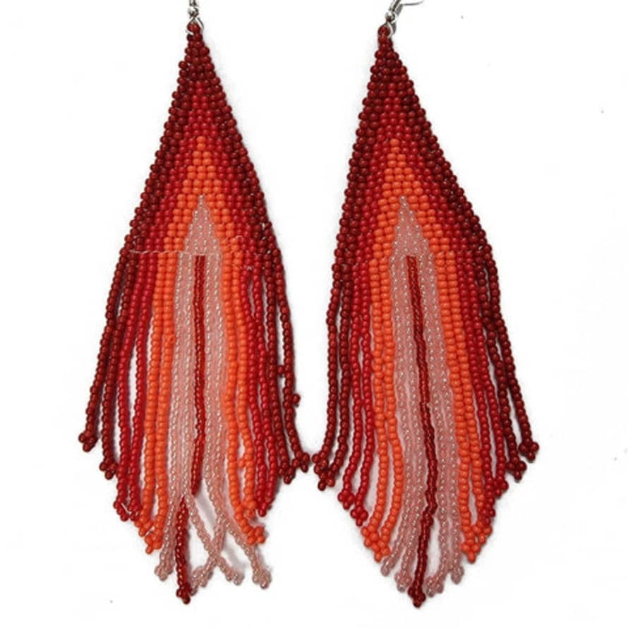 Nooki Design Beaded Earrings - Red
