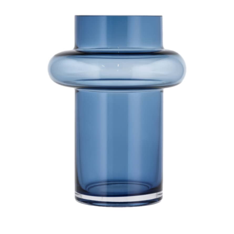 LYNGBY GLASS 20cm Dark Blue Glass Vase Tube