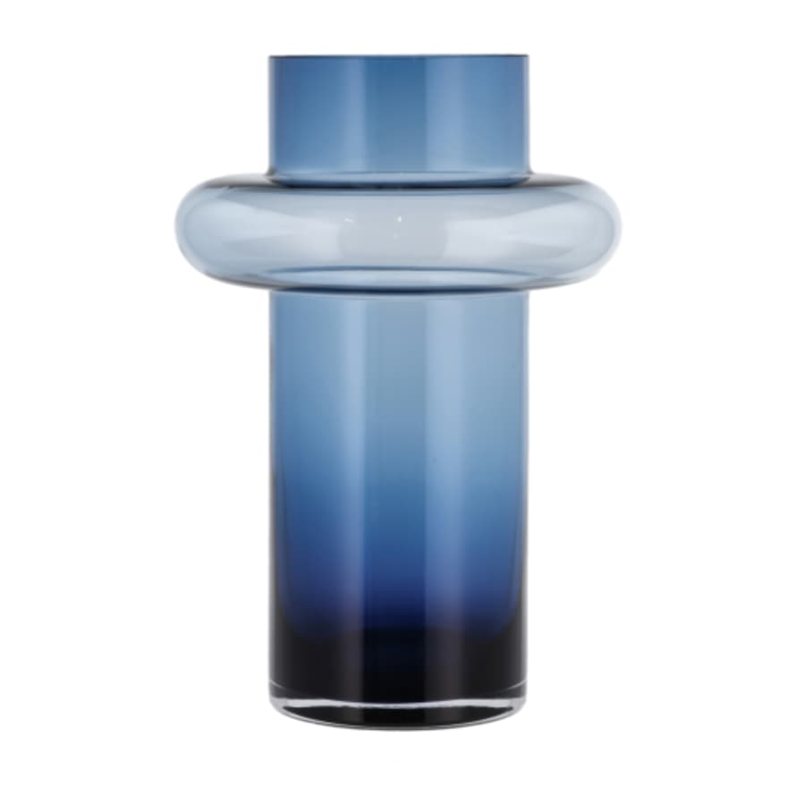 LYNGBY GLASS 30cm Blue Glass Vase Tube